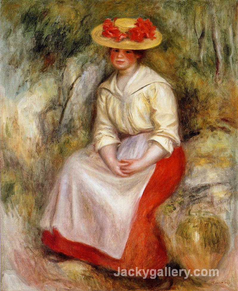 Gabrielle in a Straw Hat by Pierre Auguste Renoir paintings reproduction